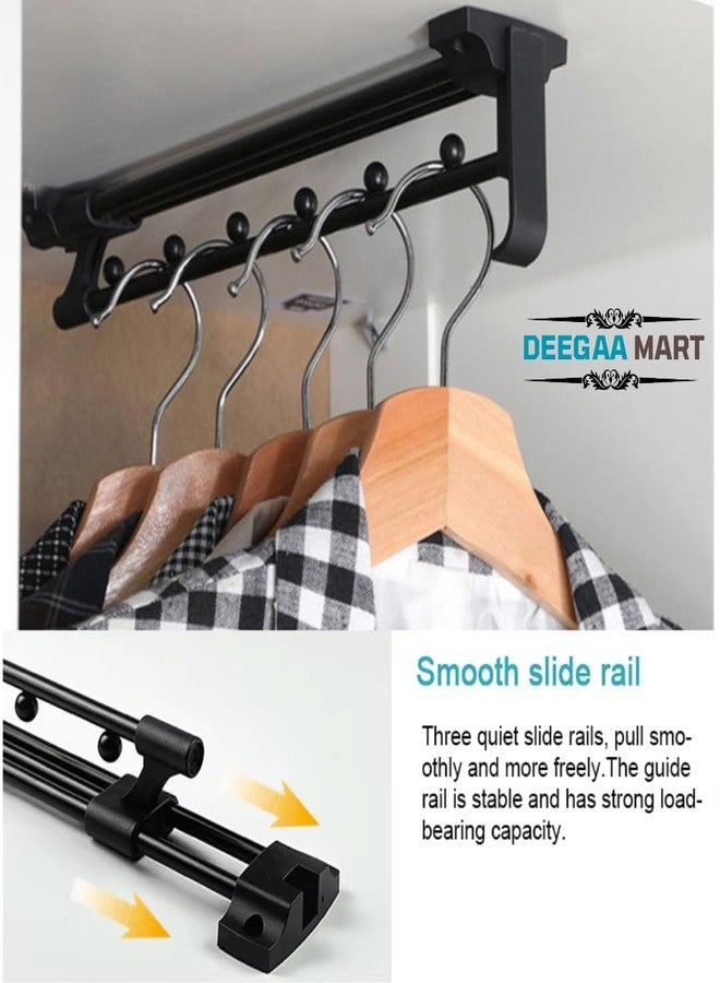 DEEGAA MART DEEGAAMART 40cm Sliding Pull Out Wardrobe Rail Top-Mounted Closet Clothes Hanger Rack with Separation Beads, 16" Metal Rack, Black, Adjustable Pull Out Closet Rod (1 Pc) (Model 4, 16 Inch) - Image 5